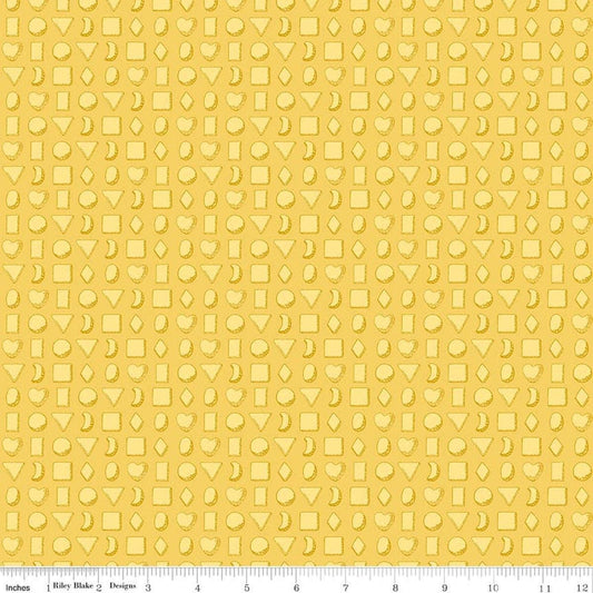 Image of Gingerbread Tiny Cookies Yellow quilting cotton fabric by J. Wecker Frisch for Riley Blake Designs. Features cookies on a yellow background. Cute Little Fabric Shop.