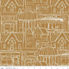 Image of Gingerbread Village Gingersnap quilting cotton fabric by J. Wecker Frisch for Riley Blake Designs. Features buildings on a brown background. Cute Little Fabric Shop.