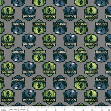 Legends of the National Parks Bigfoot Shields CD15062 Gray - Riley Blake Designs - DIGITALLY PRINTED - Quilting Cotton Fabric