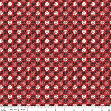 Image of Northanger Abbey Captain quilting cotton fabric by Official Licensed Product for Riley Blake Designs. Features flowers on a red background. Cute Little Fabric Shop.