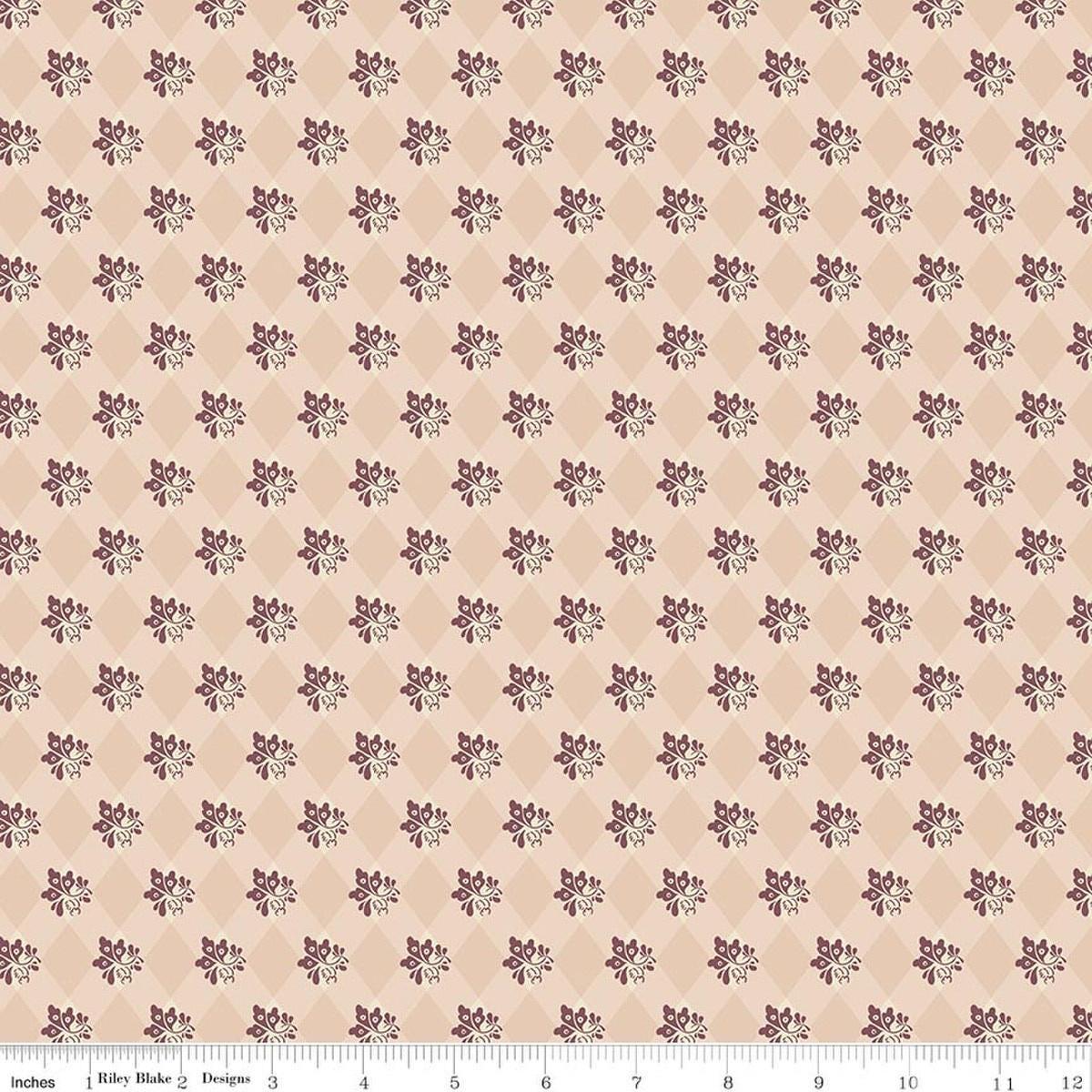 Image of Northanger Abbey James quilting cotton fabric by Official Licensed Product for Riley Blake Designs. Features flowers on a cream background. Cute Little Fabric Shop.