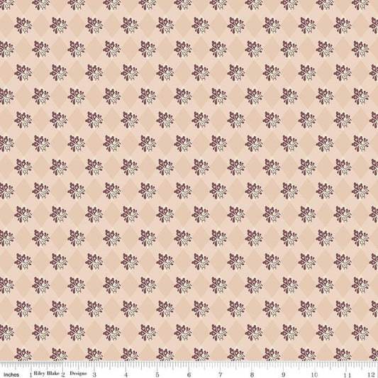 Image of Northanger Abbey James quilting cotton fabric by Official Licensed Product for Riley Blake Designs. Features flowers on a cream background. Cute Little Fabric Shop.