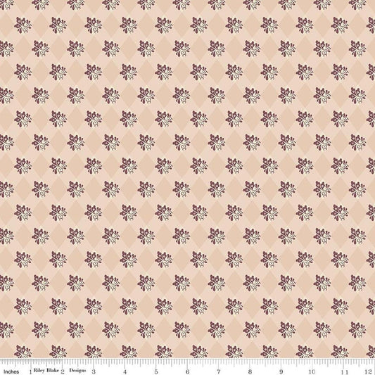 Image of Northanger Abbey James quilting cotton fabric by Official Licensed Product for Riley Blake Designs. Features flowers on a cream background. Cute Little Fabric Shop.