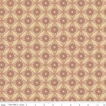 Image of Northanger Abbey Fullerton quilting cotton fabric by Official Licensed Product for Riley Blake Designs. Features a geometric pattern on a beige background. Cute Little Fabric Shop.