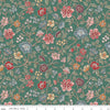 Image of Northanger Abbey Morland Green quilting cotton fabric by Official Licensed Product for Riley Blake Designs. Features flowers on a green background. Cute Little Fabric Shop.