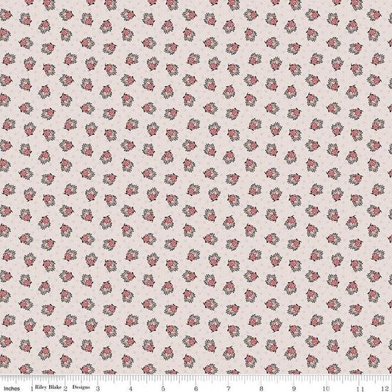 Image of Northanger Abbey Frederick quilting cotton fabric by Official Licensed Product for Riley Blake Designs. Features flowers on a white background. Cute Little Fabric Shop.