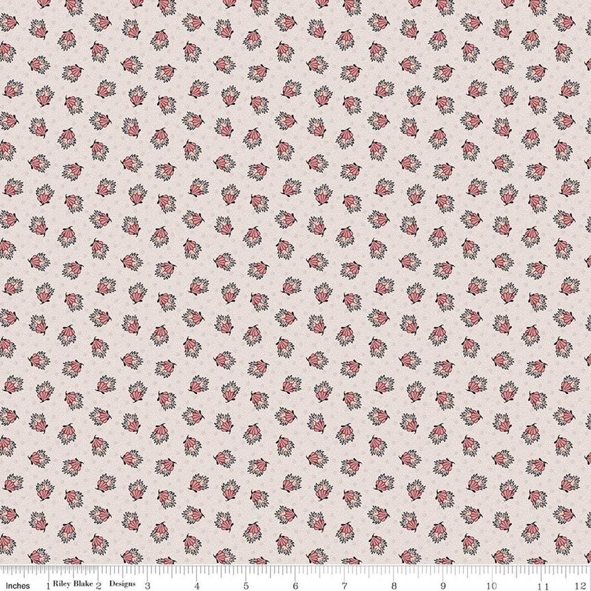 Image of Northanger Abbey Frederick quilting cotton fabric by Official Licensed Product for Riley Blake Designs. Features flowers on a white background. Cute Little Fabric Shop.