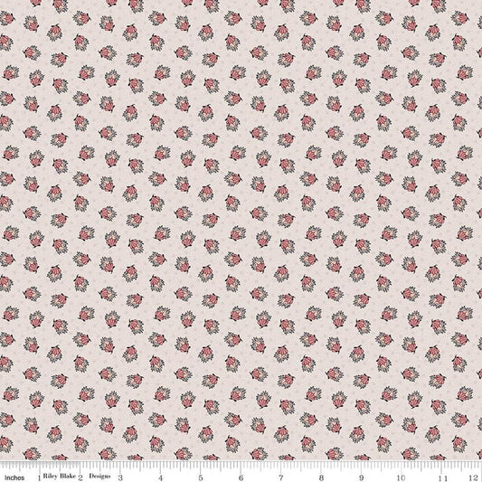 Image of Northanger Abbey Frederick quilting cotton fabric by Official Licensed Product for Riley Blake Designs. Features flowers on a white background. Cute Little Fabric Shop.