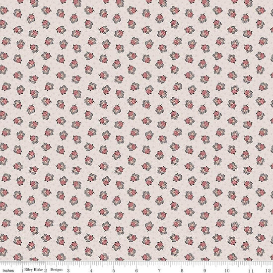 Image of Northanger Abbey Frederick quilting cotton fabric by Official Licensed Product for Riley Blake Designs. Features flowers on a white background. Cute Little Fabric Shop.