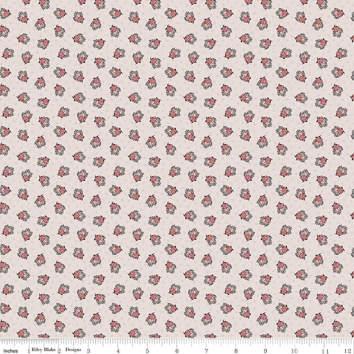 Image of Northanger Abbey Frederick quilting cotton fabric by Official Licensed Product for Riley Blake Designs. Features flowers on a white background. Cute Little Fabric Shop.