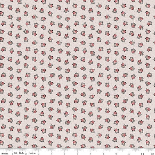 Image of Northanger Abbey Frederick quilting cotton fabric by Official Licensed Product for Riley Blake Designs. Features flowers on a white background. Cute Little Fabric Shop.