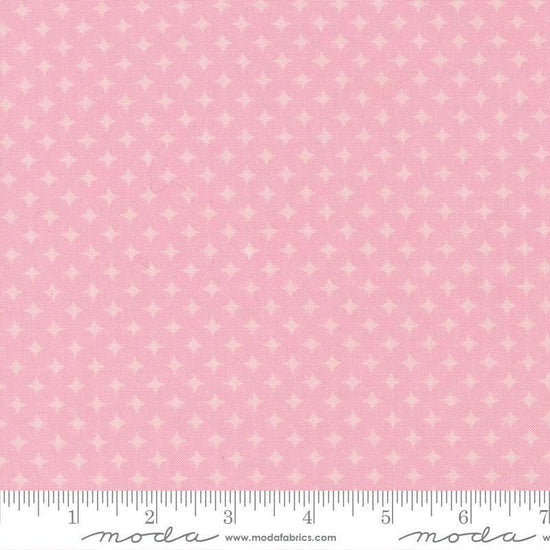 Image of Scenery Diamonds Blush quilting cotton fabric by Elizabeth Hartman for Moda Fabrics. Features a geometric pattern on a pink background. Cute Little Fabric Shop.
