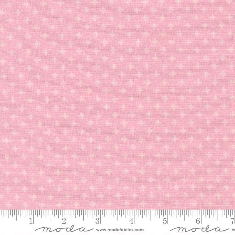 Image of Scenery Diamonds Blush quilting cotton fabric by Elizabeth Hartman for Moda Fabrics. Features a geometric pattern on a pink background. Cute Little Fabric Shop.