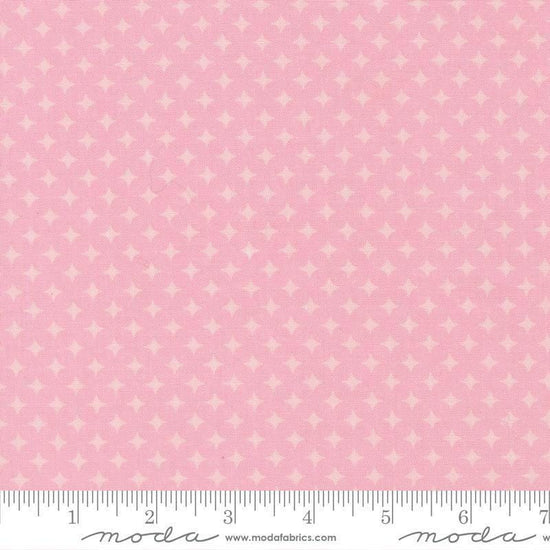 Image of Scenery Diamonds Blush quilting cotton fabric by Elizabeth Hartman for Moda Fabrics. Features a geometric pattern on a pink background. Cute Little Fabric Shop.