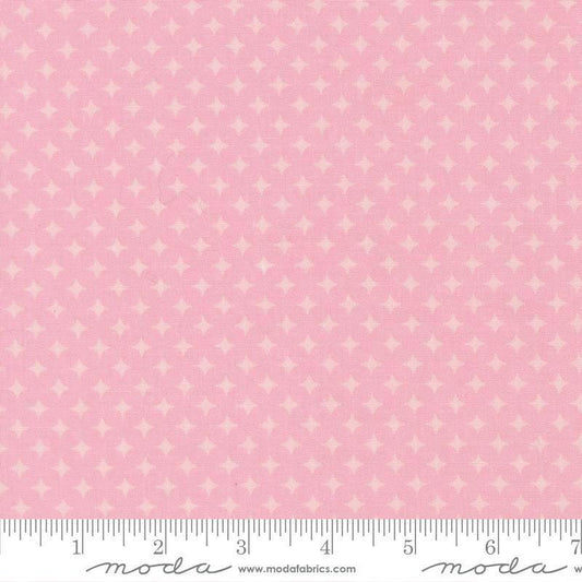 Image of Scenery Diamonds Blush quilting cotton fabric by Elizabeth Hartman for Moda Fabrics. Features a geometric pattern on a pink background. Cute Little Fabric Shop.