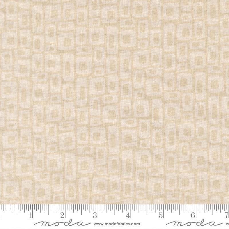 Image of Scenery Marshmallow Stone quilting cotton fabric by Elizabeth Hartman for Moda Fabrics. Features a geometric pattern on a cream background. Cute Little Fabric Shop.