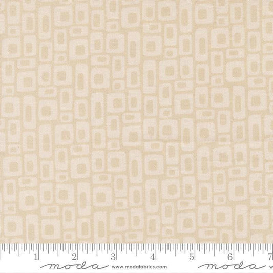 Image of Scenery Marshmallow Stone quilting cotton fabric by Elizabeth Hartman for Moda Fabrics. Features a geometric pattern on a cream background. Cute Little Fabric Shop.