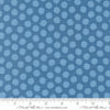 Image of Scenery Puffball Coastal quilting cotton fabric by Elizabeth Hartman for Moda Fabrics. Features a geometric pattern on a blue background. Cute Little Fabric Shop.
