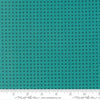 Image of Scenery Spool Turquoise quilting cotton fabric by Elizabeth Hartman for Moda Fabrics. Features a geometric pattern on a blue background. Cute Little Fabric Shop.
