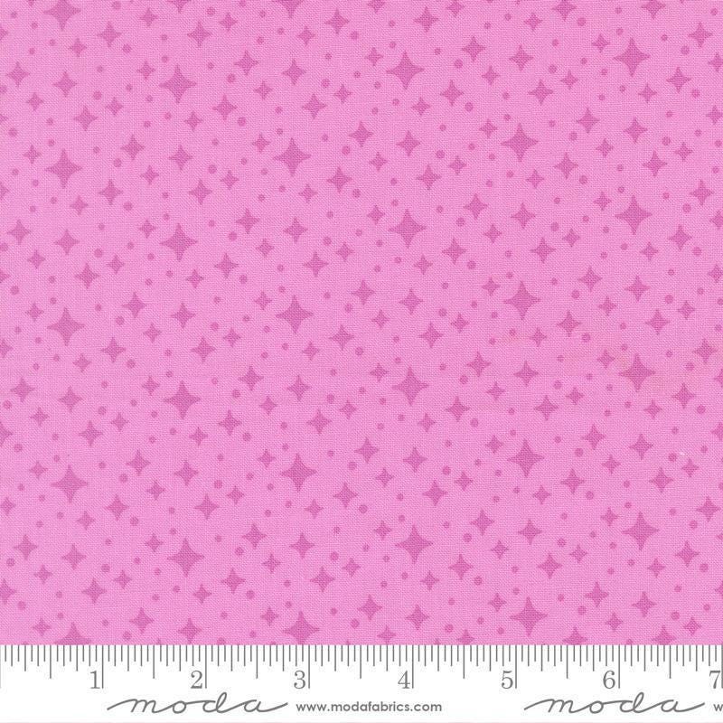Image of Scenery Starry Sweet Pea quilting cotton fabric by Elizabeth Hartman for Moda Fabrics. Features stars on a purple background. Cute Little Fabric Shop.