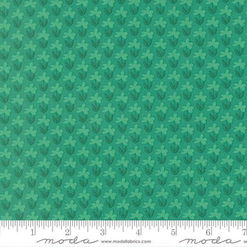 Image of Scenery Meadow Jade quilting cotton fabric by Elizabeth Hartman for Moda Fabrics. Features flowers on a green background. Cute Little Fabric Shop.