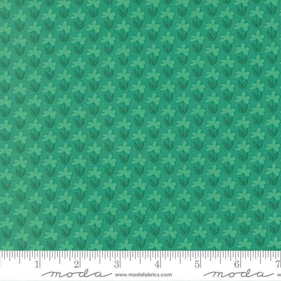 Image of Scenery Meadow Jade quilting cotton fabric by Elizabeth Hartman for Moda Fabrics. Features flowers on a green background. Cute Little Fabric Shop.
