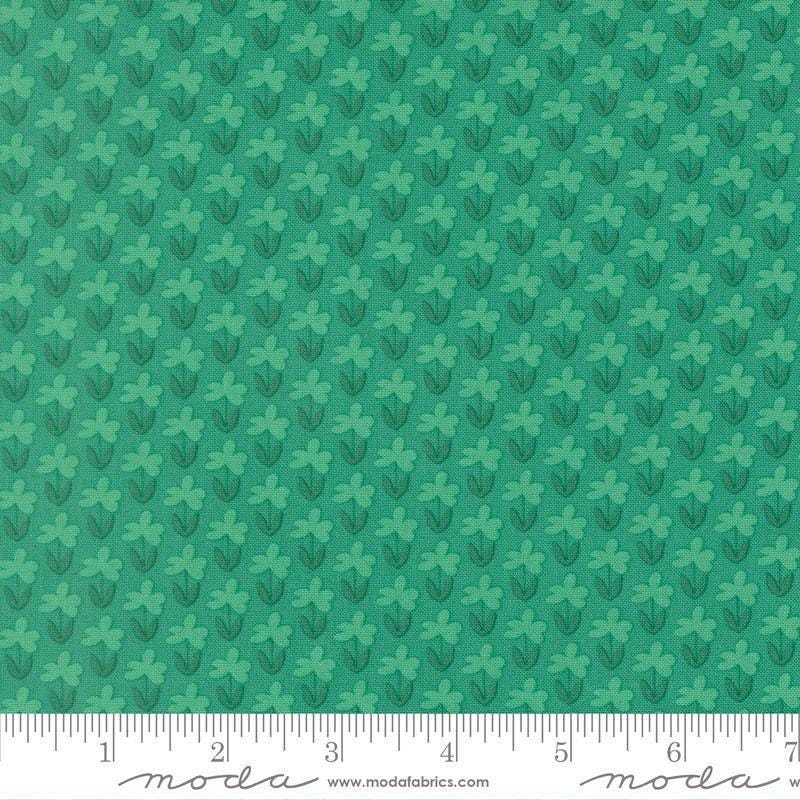 Image of Scenery Meadow Jade quilting cotton fabric by Elizabeth Hartman for Moda Fabrics. Features flowers on a green background. Cute Little Fabric Shop.