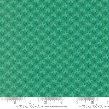 Image of Scenery Meadow Jade quilting cotton fabric by Elizabeth Hartman for Moda Fabrics. Features flowers on a green background. Cute Little Fabric Shop.