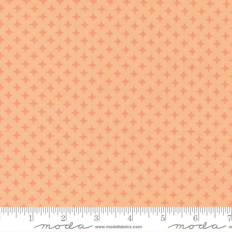 Image of Scenery Diamonds Cantaloupe quilting cotton fabric by Elizabeth Hartman for Moda Fabrics. Features a geometric pattern on an orange background. Cute Little Fabric Shop.