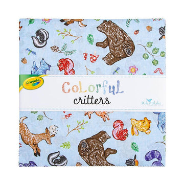Colorful Critters 10" Stacker Animal Fabric - 10-17910-42 - 42-pieces Precut - Riley Blake Quilting Cotton Fabric Licensed Product