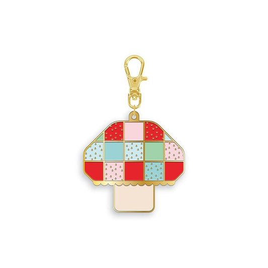 SALE Mushroom Enamel Charm Cottage Core Charm - Riley Blake Zipper Pull