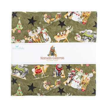 SALE Northern Christmas 10" Stacker Christmas Fabric - 10-17830-42 - 42-pieces Precut - Riley Blake Quilting Cotton Fabric
