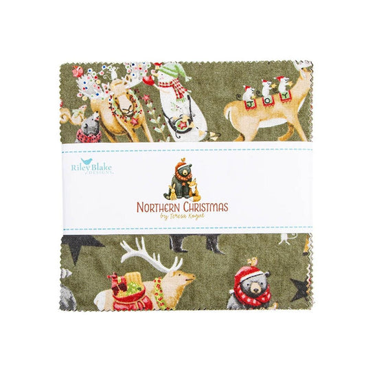 SALE Northern Christmas 5" Stacker Christmas Fabric - 5-17830-42 - 42-Piece Precut - Riley Blake Quilting Cotton Fabric