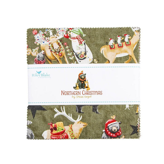 SALE Northern Christmas 5" Stacker Christmas Fabric - 5-17830-42 - 42-Piece Precut - Riley Blake Quilting Cotton Fabric