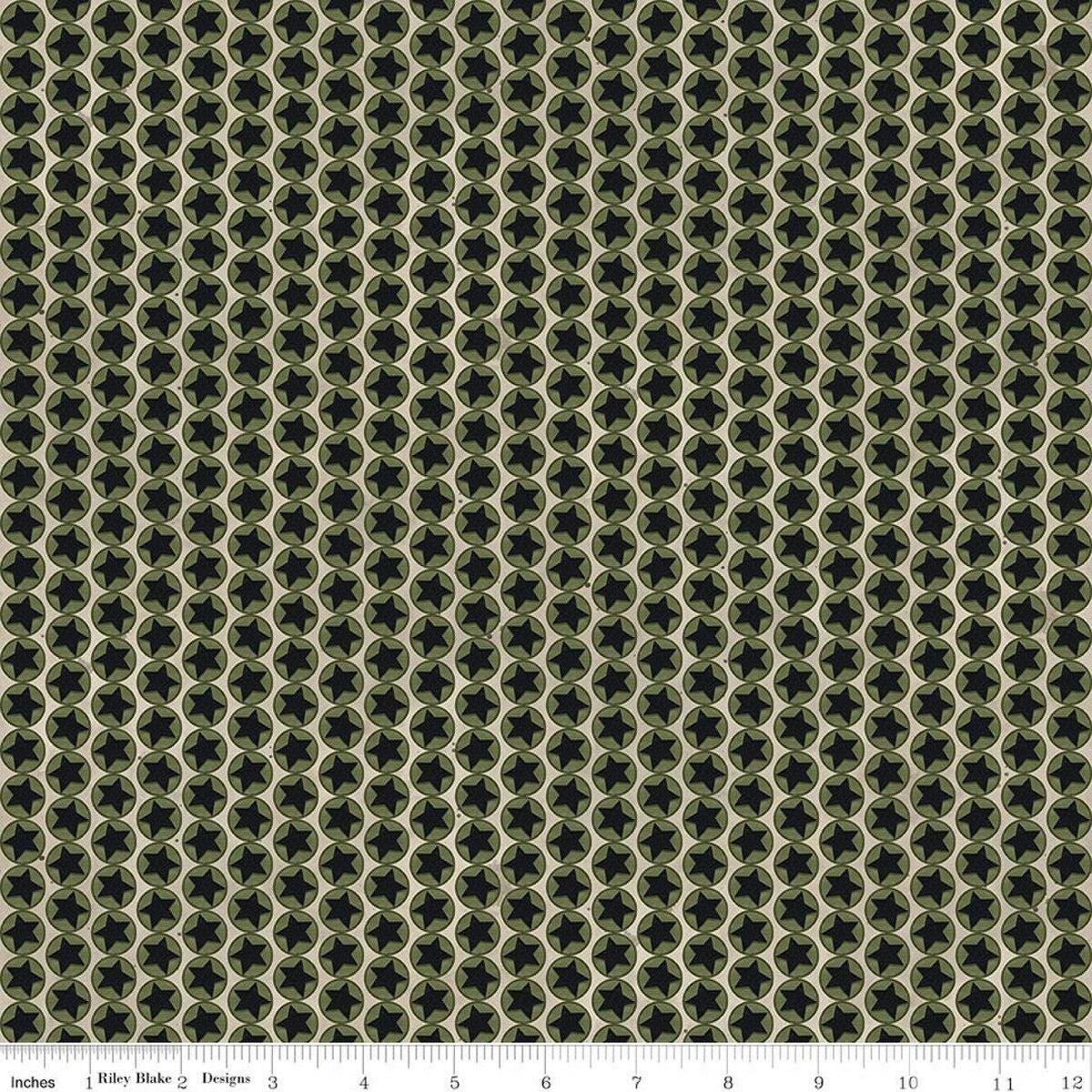Image of Northern Christmas Stars Neutral quilting cotton fabric by Teresa Kogut for Riley Blake Designs. Features stars on a black and gray background. Cute Little Fabric Shop.