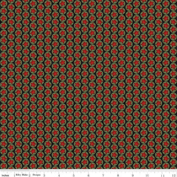 Image of Northern Christmas Stars Black quilting cotton fabric by Teresa Kogut for Riley Blake Designs. Features stars on a black background. Cute Little Fabric Shop.