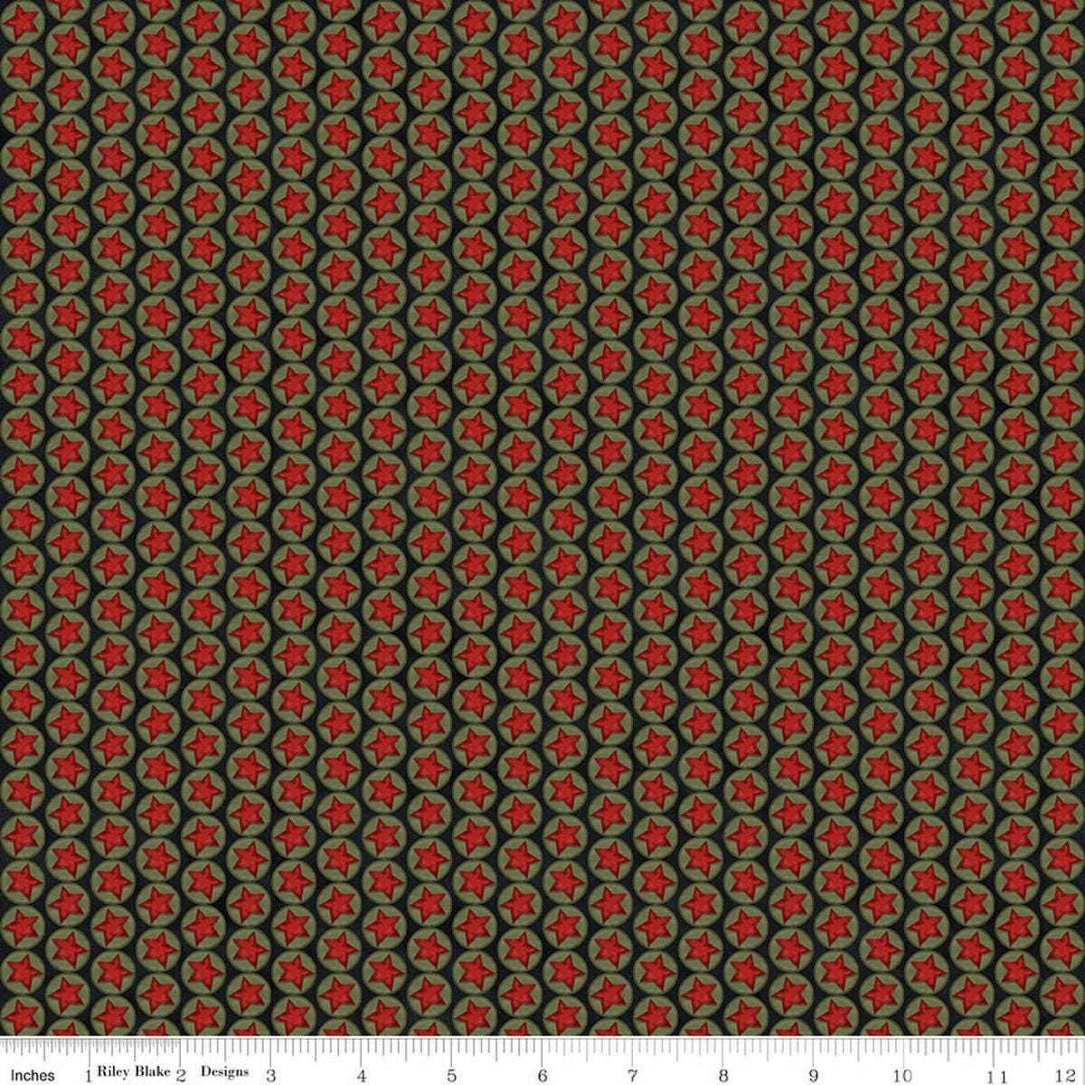 Image of Northern Christmas Stars Black quilting cotton fabric by Teresa Kogut for Riley Blake Designs. Features stars on a black background. Cute Little Fabric Shop.