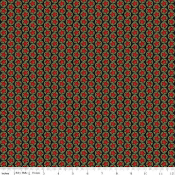 Image of Northern Christmas Stars Black quilting cotton fabric by Teresa Kogut for Riley Blake Designs. Features stars on a black background. Cute Little Fabric Shop.