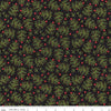 Image of Northern Christmas Whimsical Trees Black quilting cotton fabric by Teresa Kogut for Riley Blake Designs. Features leaves on a black background. Cute Little Fabric Shop.