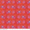 Image of Kipling Gardens Pemberly Sunset quilting cotton fabric by Lily Ashbury for Riley Blake Designs. Features flowers on a red background. Cute Little Fabric Shop.
