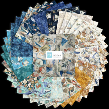Nauticus Layer Cake Ocean Fabric - 10SQ NAUT 6PKB - 42-Piece Precut - QT Fabrics Quilting Cotton Fabric