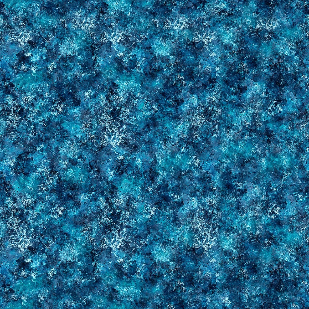 Image of Nauticus Mottled Texture Ocean quilting cotton fabric by Morris Creative Group for QT Fabrics. Features printed texture on a blue background. Cute Little Fabric Shop.