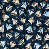 Image of Nauticus Ship Toss Dark Navy quilting cotton fabric by Morris Creative Group for QT Fabrics. Features boats on a blue background. Cute Little Fabric Shop.