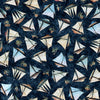 Image of Nauticus Ship Toss Dark Navy quilting cotton fabric by Morris Creative Group for QT Fabrics. Features boats on a blue background. Cute Little Fabric Shop.