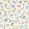 Image of Nauticus Ship Toss Cream quilting cotton fabric by Morris Creative Group for QT Fabrics. Features boats on a cream background. Cute Little Fabric Shop.