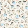 Image of Nauticus Ship Toss Cream quilting cotton fabric by Morris Creative Group for QT Fabrics. Features boats on a cream background. Cute Little Fabric Shop.
