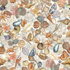 Image of Nauticus Shells Cream quilting cotton fabric by Morris Creative Group for QT Fabrics. Features seashells on a cream background. Cute Little Fabric Shop.