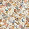 Image of Nauticus Shells Cream quilting cotton fabric by Morris Creative Group for QT Fabrics. Features seashells on a cream background. Cute Little Fabric Shop.