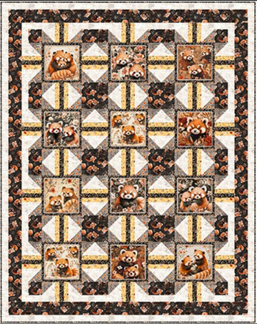 Pandaland Panda Hideaways Quilt Kit Animal Fabric - FORSL KIT 7170A - QT Fabrics Quilting Cotton Fabric