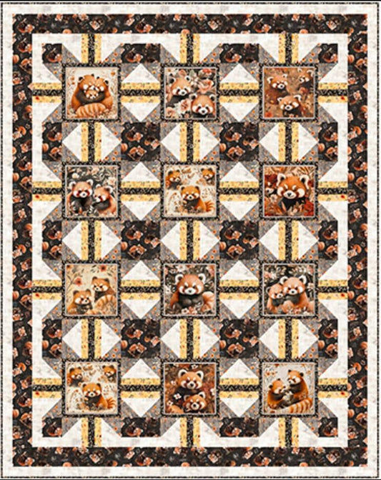 Pandaland Panda Hideaways Quilt Kit Animal Fabric - FORSL KIT 7170A - QT Fabrics Quilting Cotton Fabric